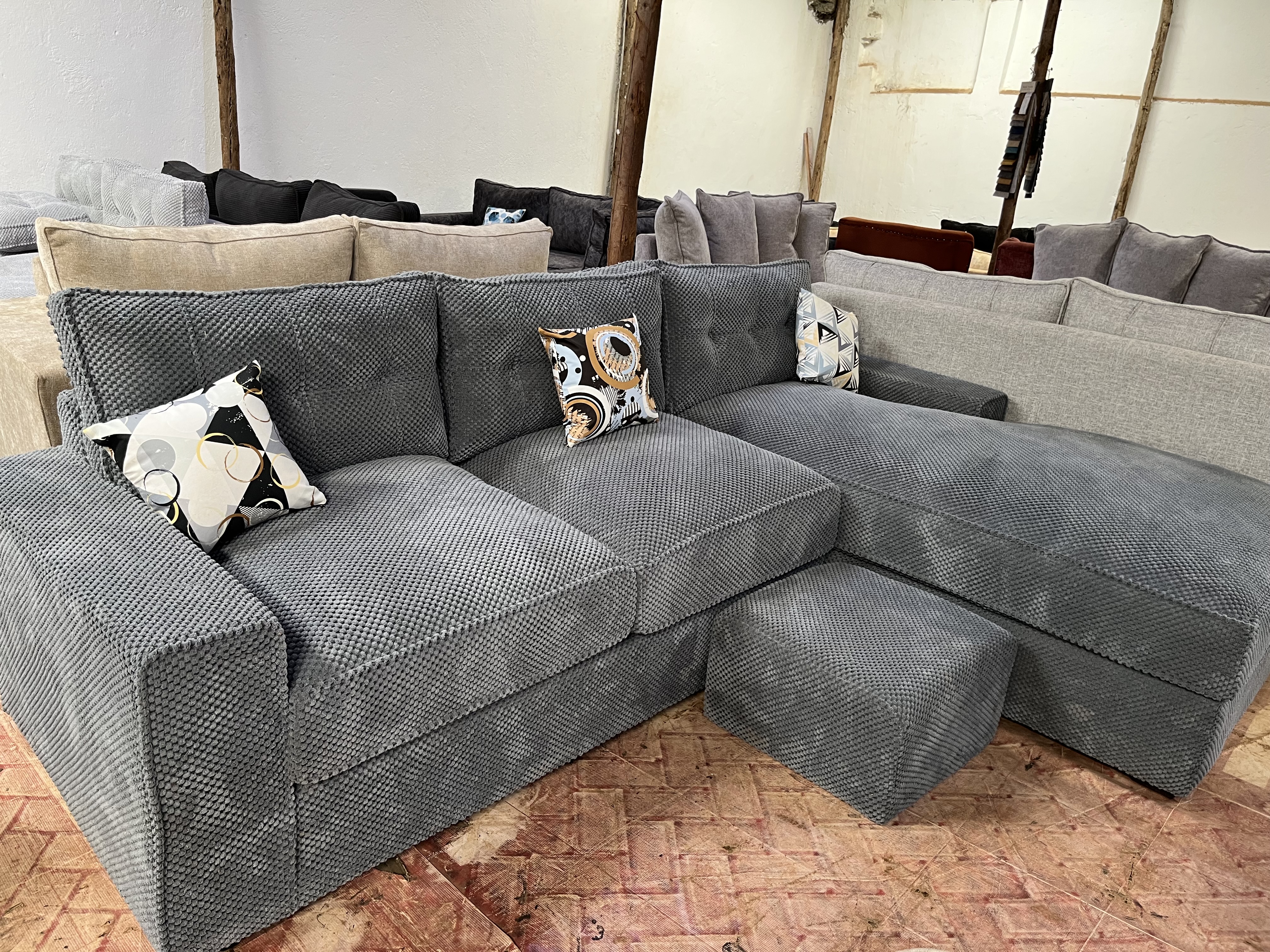 6 seater sectional sofa bubble fabric 