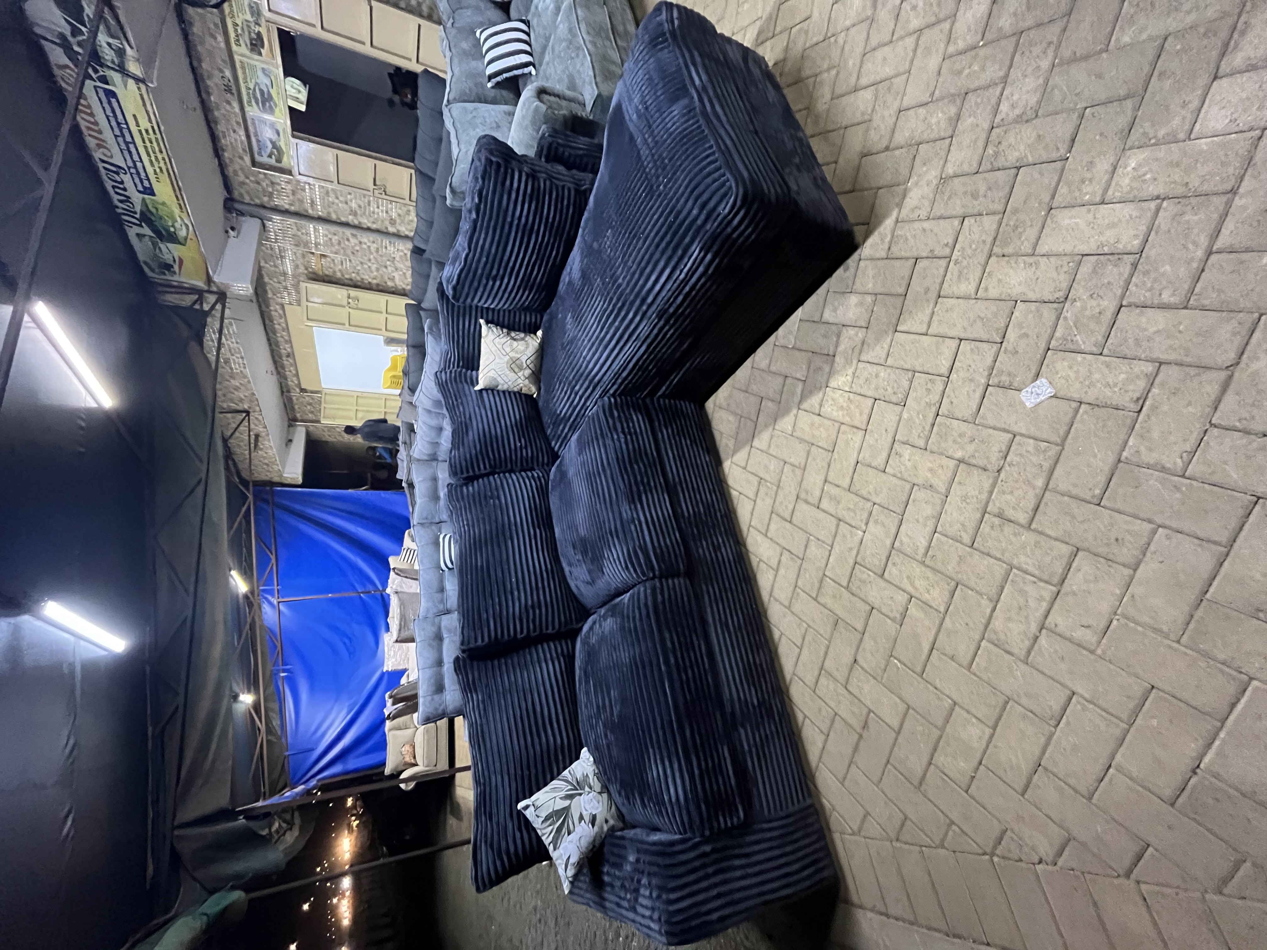 Six seater L-seat corduroy fabric 