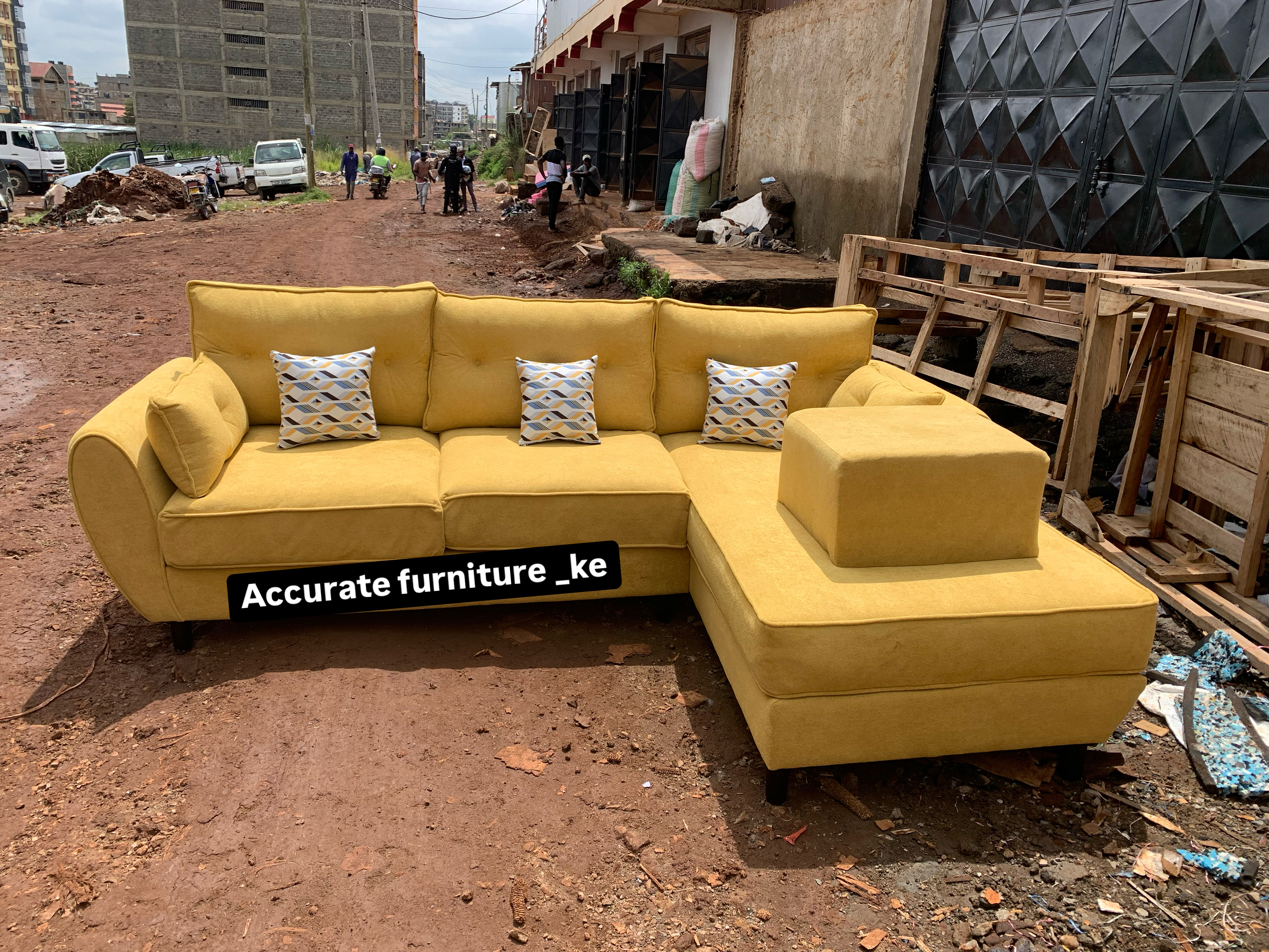 Sectional L seat sofa 6 seater with butterfly arm design 