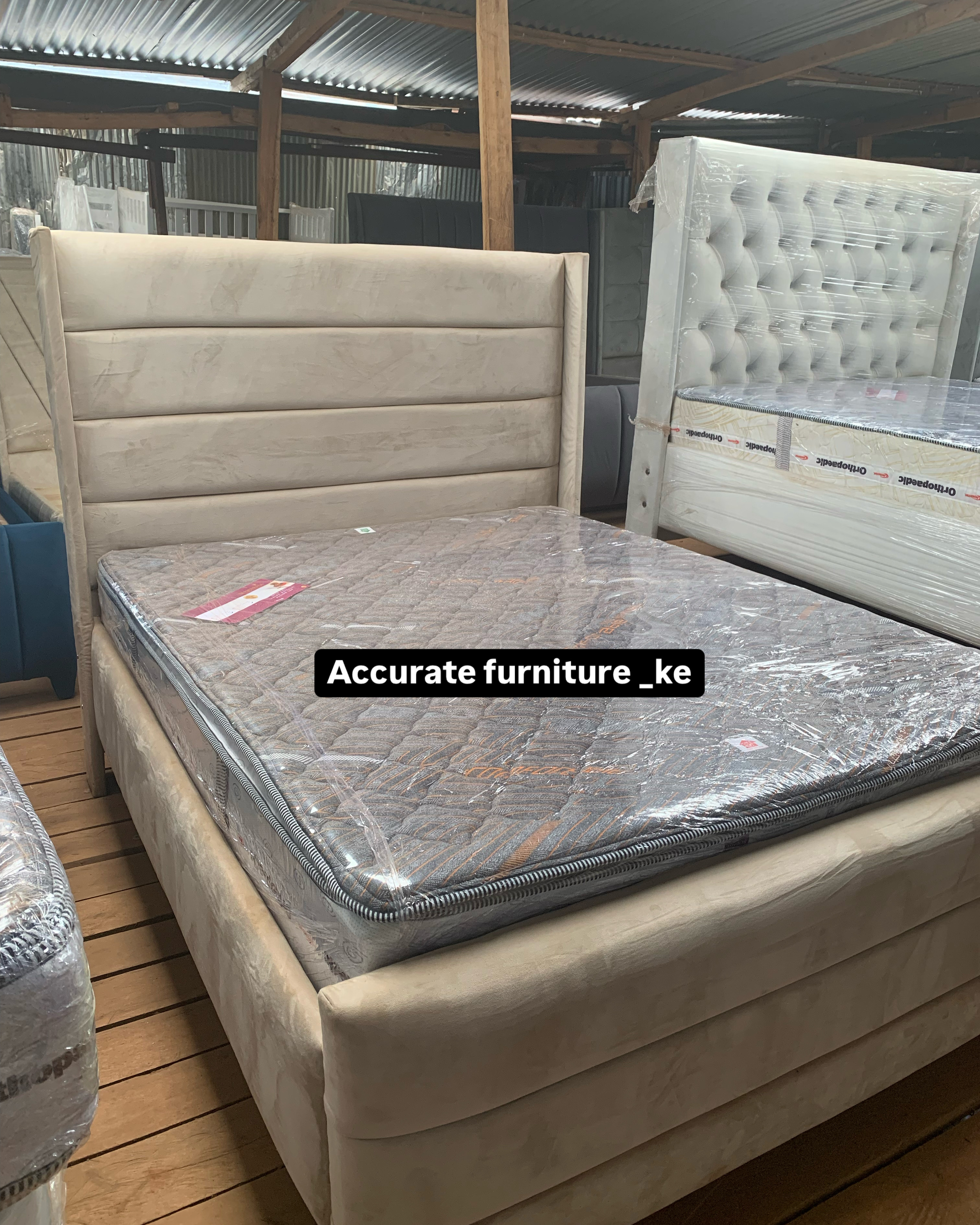 Queen size fabric bed