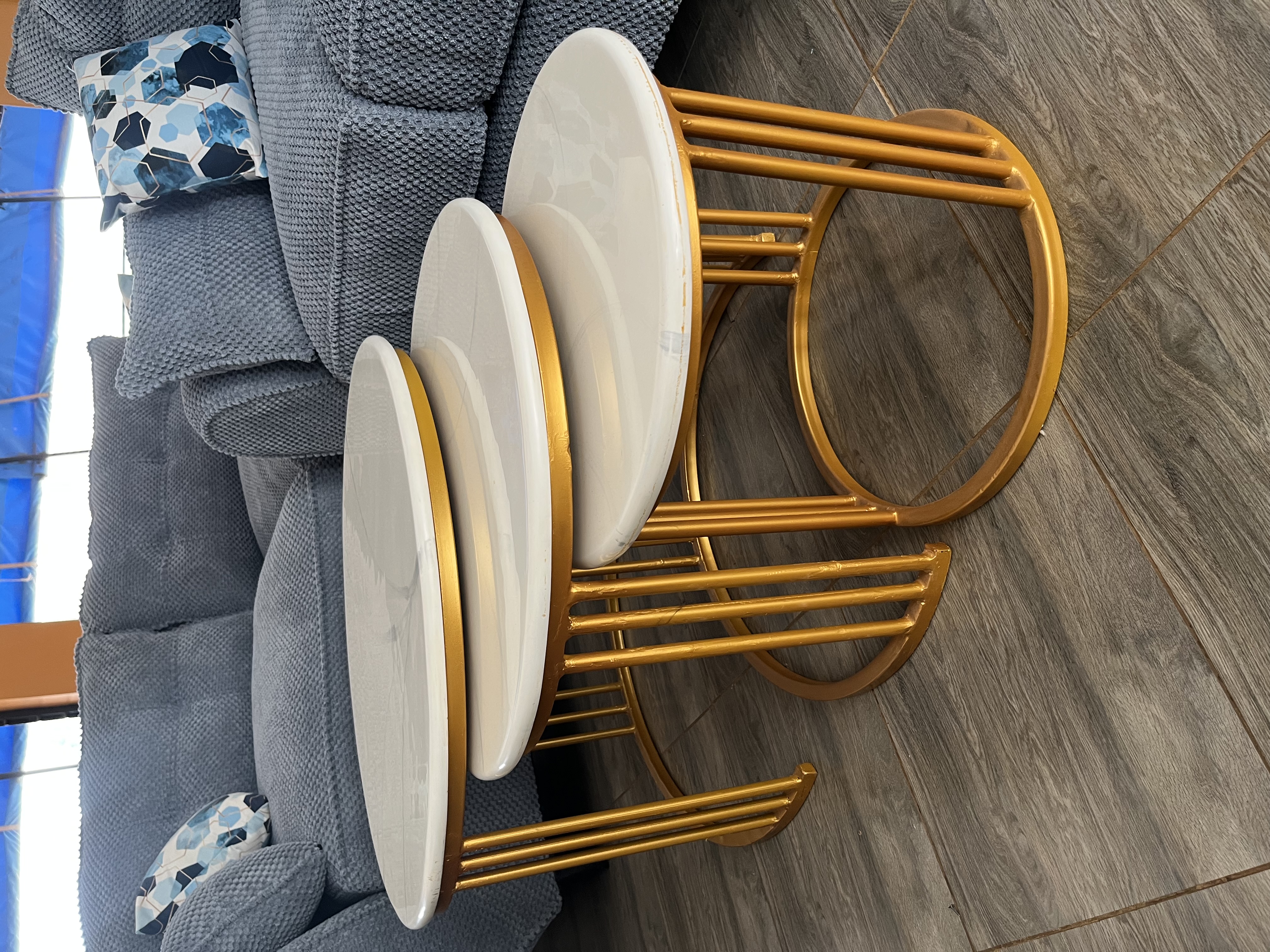 Round marble nestling coffee table 3 in 1