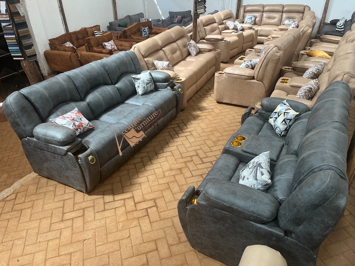 Five seater semi-recliner sofa