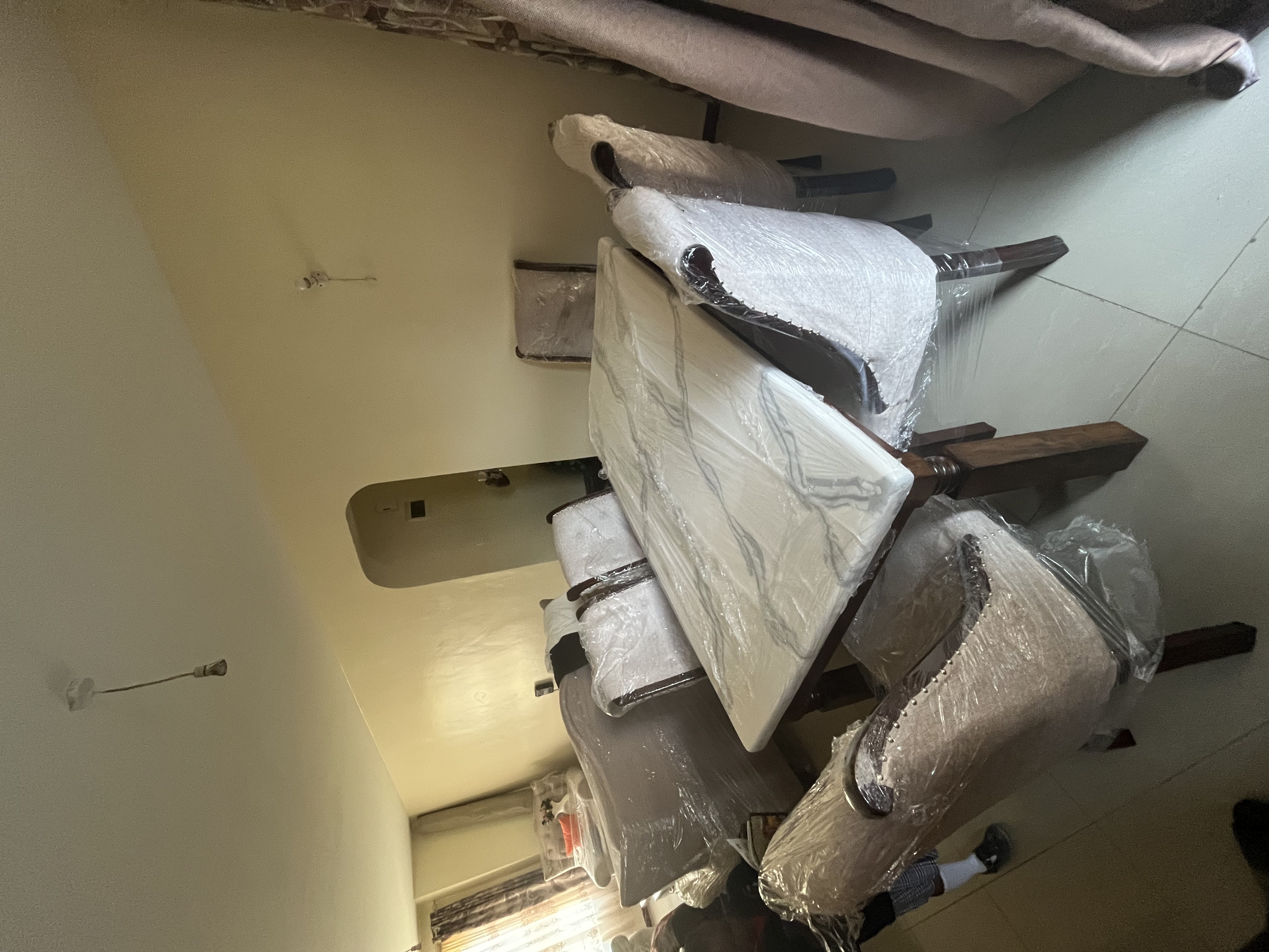 Six seater modern fabric dinning table