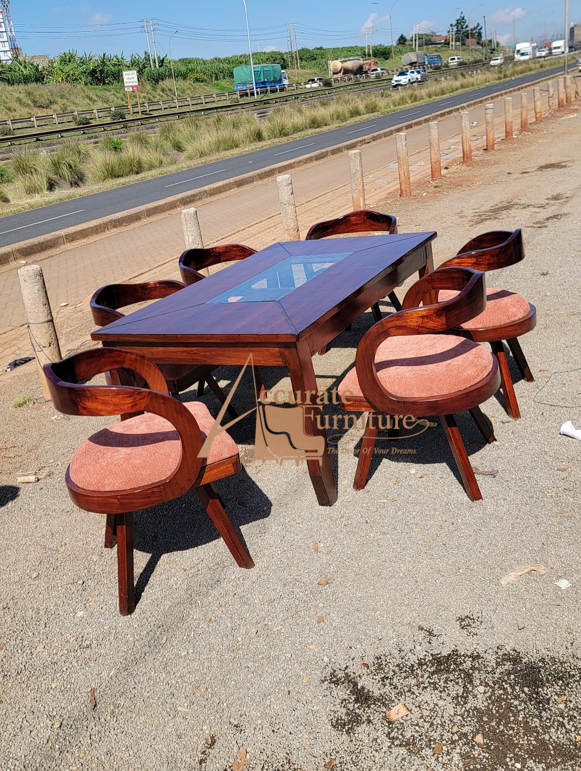 Six seater pure mahogany dinning table Special set