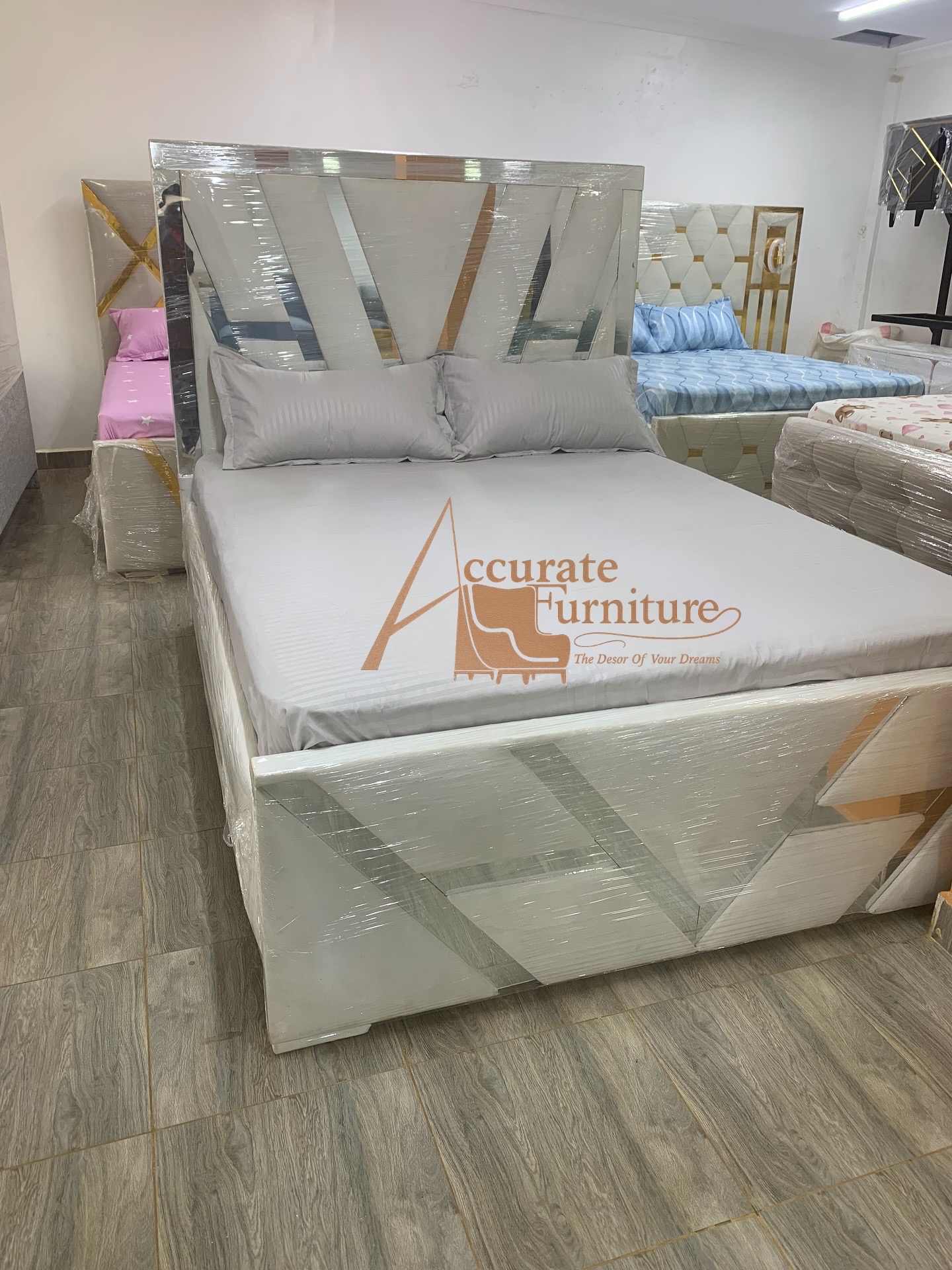 Queen size modern glass bed