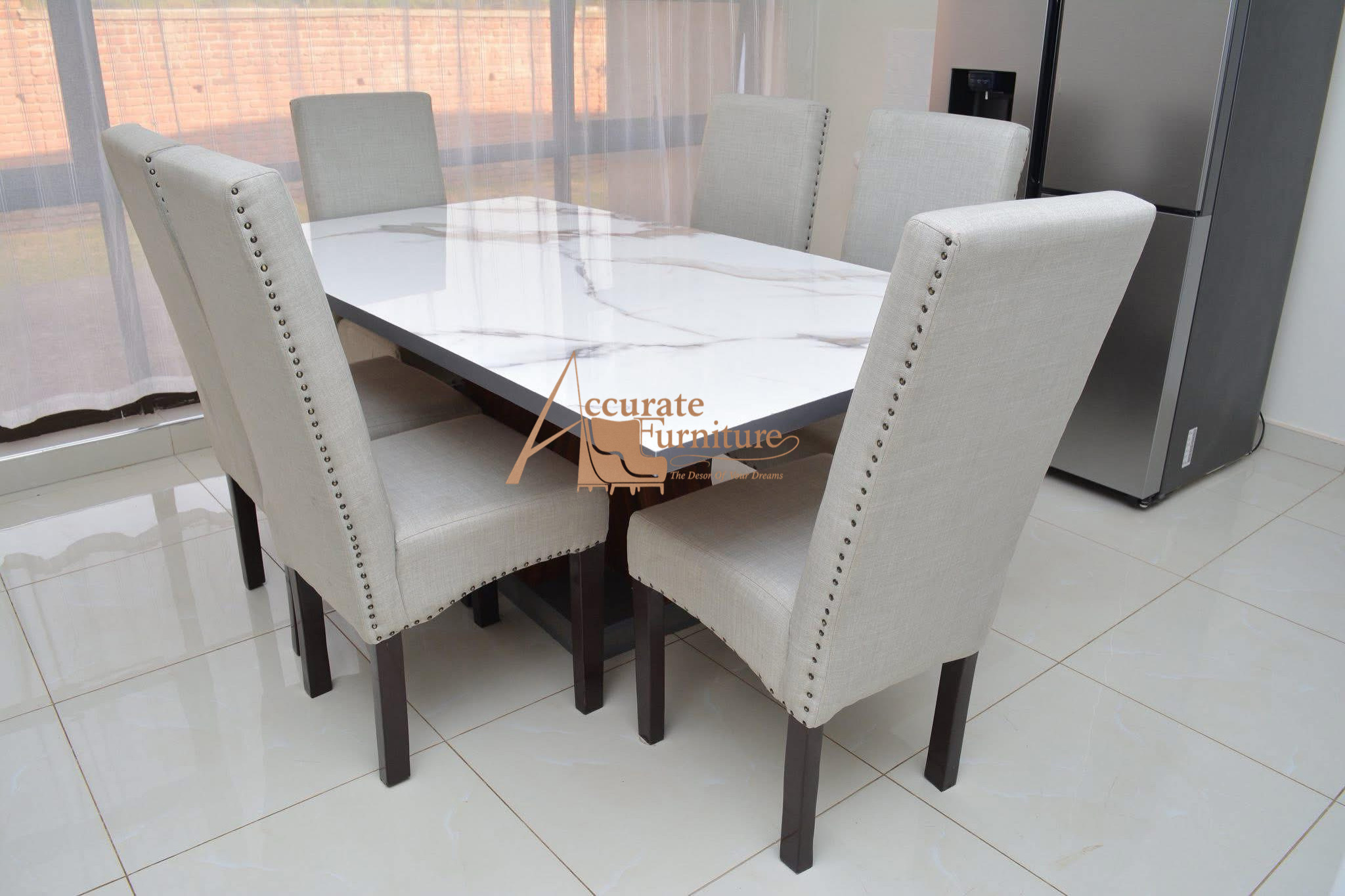 6-seater marble dinning set